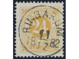 Sweden, Sverige, Sverige, Sverige. Facit 34e used, 24 öre dull yellow-orange. Superb …