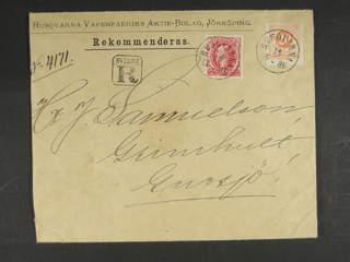 Sweden. Facit 45, 46 cover , 10+20 öre on beautiful registered cover sent from HUSQVARNA …