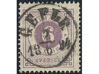 Sweden, Sverige, Sverige, Sverige. Facit 31j used, 6 öre bluish lilac on calendered …