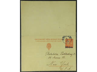 Sweden. Postal stationery, double postcard Facit bKd24 , Reply-paid postcard 20+20 öre …