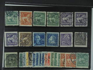 Sweden. Used 1920–36. Small coil stamps. All different, e.g. F 140C, 141bz, 144Ccx+Ecx, …