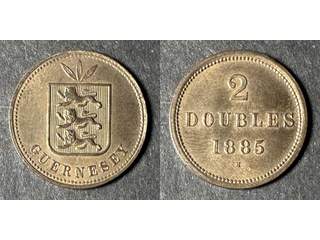 Guernsey Queen Victoria (1837-1901) 2 doubles 1885 H, AU/UNC