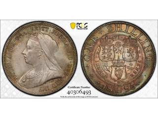 Storbritannien Queen Victoria (1837-1901) 1 shilling 1893, UNC, PCGS MS65 små bokstäver