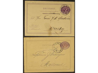 Sweden. Postal stationery, double postcard Facit bKd1CII , Originating card 6 öre, two …