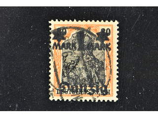 Germany Danzig. Michel 41 I used , 1920 New value overprint with lilac-grey lines 1 M/30 …