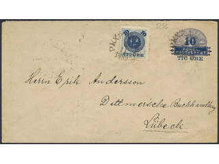 Sweden. Postal stationery, stamped envelope Facit Fk5V, 50 , Stamped envelope 10/12 öre …