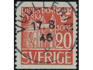 Sweden. Facit 366A used , 1946 Lund Cathedral 20 öre red. EXCELLENT cancellation …