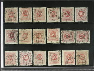 Sweden. Facit 36 used , 50 öre red, eighteen used copies. Shades, varieties, …