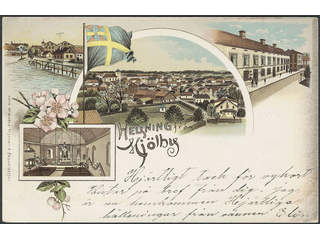 Sweden. Postcard Facit 52 , Gruss Aus. Mjölby, "Helsning från", used card sent from …