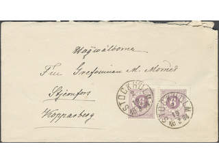 Sweden. Facit 31 cover , 2x6 öre on beautiful cover sent from STOCKHOLM 19.8.1884 to …