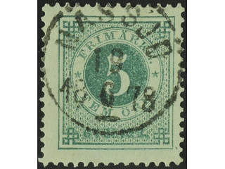 Sweden. Facit 30b used , 5 öre dull bluish green. Superb cancellation NÄSSJÖ 19.6.1878.