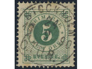 Sweden, Sverige, Sverige, Sverige. Facit 43d used, 5 öre dark green on yellowish paper. …