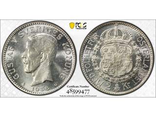 Sverige Gustav V (1907-1950) 2 kronor 1936, 01/0, PCGS MS63