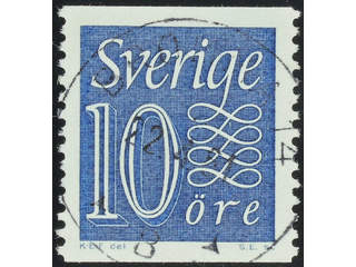 Sweden. Facit 395A used , 1957 New Numeral Type, type II 10 öre blue BROMMA 14 22.4.61.