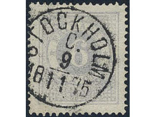 Sweden, Sverige, Sverige, Sverige. Facit 20i used, 6 öre dull blue-lilac. Very beautiful …