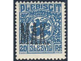 Denmark Schleswig. Facit 6 or Scott 6 ★★ , 1920 Lion and Landscape 20 pf blue …
