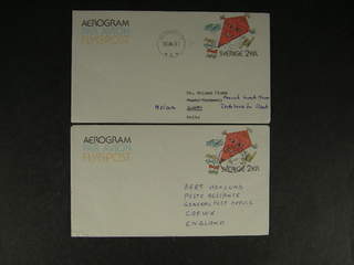 Sweden. Postal stationery, areogram Facit Ae8 , Aerogram 2 kr (+30 öre), two usages sent …