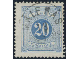 Sweden, Sverige, Sverige, Sverige. Postage due Facit L16a used, 20 öre ultramarine-blue, …