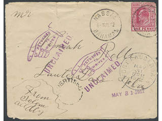 Bahamas. Michel 23 on cover, One penny on cover to USA from NASSAU 6.5.12 and returned …