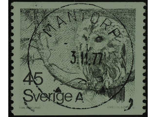Sweden. Facit 1008 used , 1977 Tawny Owl 45 öre olive-green. EXCELLENT cancellation …