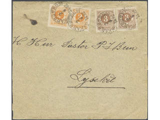 Sweden. Facit 40b, 41c cover , 2 öre orange in pair and 3 öre dark orange-brown in pair …