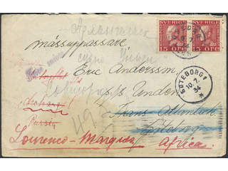 Sweden. Facit 177A cover, 2×15 öre (short perfs) on cover sent from ÖREBRO 6.1.34 to …