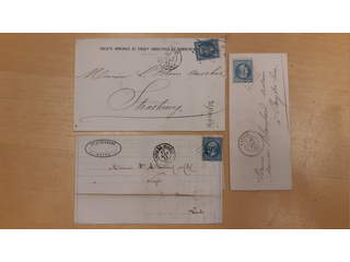 France. Michel 21 cover , 1862 Emperor Napoleon III 20c blue on three covers sent to …