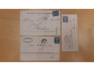 France. Michel 21 cover , 1862 Emperor Napoleon III 20c blue on three covers sent to …