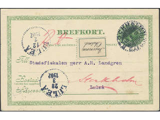 Sweden. Postal stationery, Single postcard, Facit bKe10, Postcard 5 öre sent from …