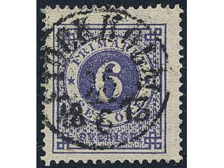 Sweden, Sverige, Sverige, Sverige. Facit 20b used, 6 öre ultramarine-violet on yellowish …