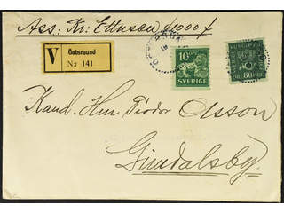 Sweden. Facit 165, 144A cover , 10+80 öre on insured 2-fold cover cancelled ÖSTERSUND …