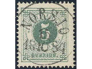 Sweden, Sverige, Sverige, Sverige. Facit 30h used, 5 öre bluish dark-green on soft …