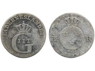 Coins, Sweden. Gustav III, SM 91, 1/12 riksdaler 1779. 3.86 g. Stockholm. 1/1+.