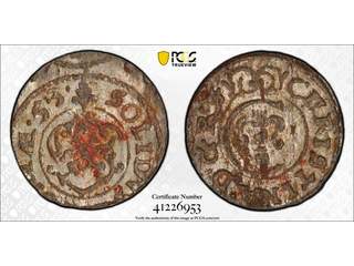 Sverige Kristina (1632-1654) Livonia 1 solidus 1653, 01/0, PCGS MS62