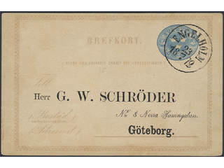 Sweden. Postal stationery, Single postcard, Facit bKe1AIA, "Schröder" card 12 öre with …