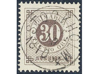 Sweden. Facit 35i used , 30 öre brown on calendered paper. EXCELLENT cancellation …