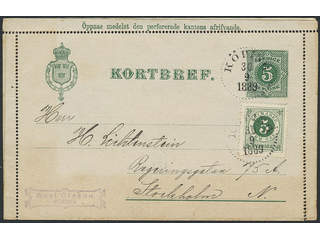 Sweden. Postal stationery, letter card Facit kB1, 43 , Letter card 5 öre additionally …