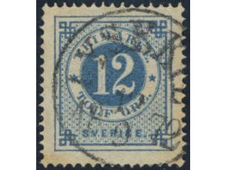 Sweden, Sverige, Sverige, Sverige. Facit 21f used, 12 öre greenish blue on yellowish …