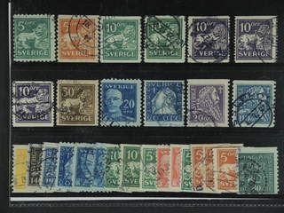 Sweden. Used 1920-34. Small coil stamps.All different, e.g. F 140cx, 141bz, 144Acc+Ecx, …