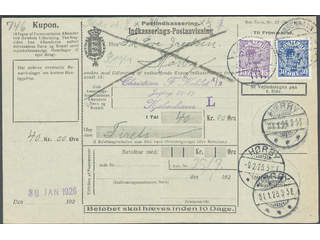 Denmark. Facit 136, 147 cover , 15+30 øre with perfins on recouvrement (collection of …