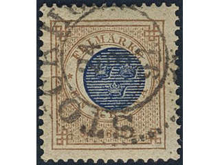 Sweden. Facit 49v6 used, 1 Krona brown/blue, 2 mm displaced centre variety. Cancelled …