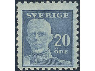 Sweden. Facit 151Ca ★ , 1920 Gustaf V full face 20 öre dull blue, perf on four sides on …