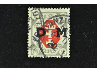 Germany Danzig. Official Michel 13 used , 1921 Overprint D M 2 M dark grey/red. Signed …