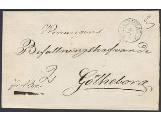 Sweden. N county. HALMSTAD 4.4.1831, arc postmark. Type 2 on cover sent to Gothenburg. …