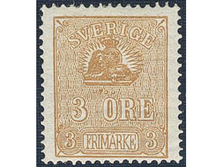 Sweden. Facit 14Bd ★, 3 öre orange-brown, type II. Very fresh and beautiful. SEK 2200