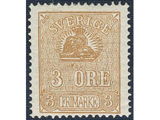 Sweden. Facit 14Bd ★, 3 öre orange-brown, type II. Very fresh and beautiful. SEK 2200