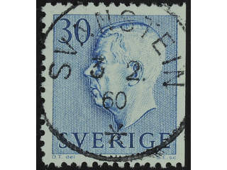 Sweden. Facit 416B used , 1957 Gustaf VI Adolf, type 2 30 öre blue, perf on 3 sides. …