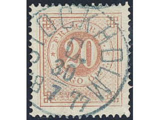 Sweden. Facit 23c used , 20/20 öre dull red on pale orange. Superb cancellation …