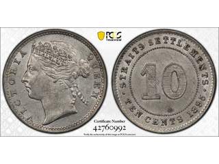 Straits Settlements Queen Victoria (1837-1901) 10 cents 1894, UNC PCGS MS64