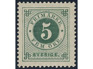 Sweden. Facit 43b ★, 5 öre dark green, clean distinct print. Superb. SEK 900